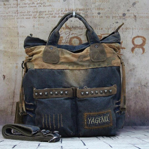 Blue Denim Mens Large Handbag Vertical Messenger Bags