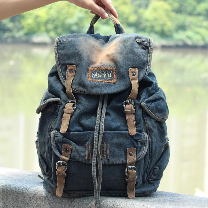 Denim backpack men on sale