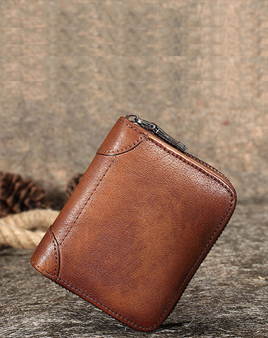 Brown Leather Zipped Coin purse