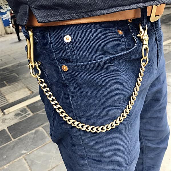 Cool Men's 18‘â€?Gold Brass Biker jeans chain jean chain Pants Chains Biker Wallet Chain For Men