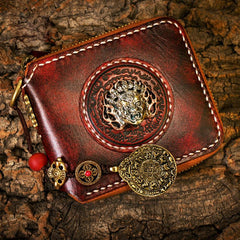 Handmade Leather Mens Chain Biker Wallet Cool Leather Wallet Small Wallets for Men