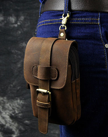 Genuine Leather Wallet Belt Pocket Bag Waist Pack Cigarette Buckle Pouch