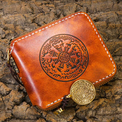 Handmade Leather Mens Chain Biker Wallet Cool Leather Wallet Small Wallets for Men