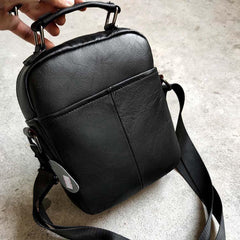 Casual Black LEATHER MENS SMALL VERTICAL Postman BAG SIDE BAG Cool COURIER BAG MESSENGER BAG FOR MEN