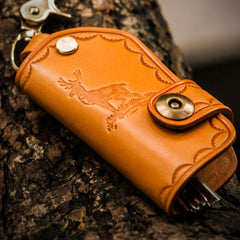 Handmade Leather Tooled Mens Cool Car Key Wallets Car Key Holder Car for Men