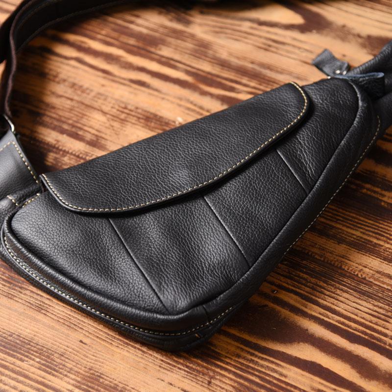 Man Triangle Chest Bag Genuine Leather Crossbody Bag Shoulder