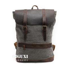 Cool Canvas Leather Mens School Backpack Laptop Backpack Canvas Travel Backpack Canvas for Men