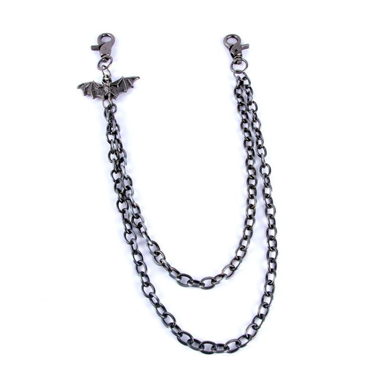 Badass Men's Silver Bat Double Pants Chain Punk Wallet Chain For Men