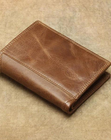 Cool Leather Mens Small Wallet billfold Bifold Wallet Front Pocket Wallet for Men