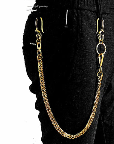 Brass Cool Pants Chain Motorcycle Biker Wallet Chain Gold Long Wallet Chain For Men