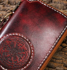 Handmade Leather Mens Chain Biker Wallet Cool Leather Wallet Long Phone Wallets for Men