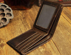 Cool Leather Mens Slim Small Wallet billfold Slim Front Pocket Wallet for Men