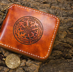 Handmade Leather Mens Chain Biker Wallet Cool Leather Wallet Small Wallets for Men