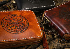 Handmade Leather Mens Chain Biker Wallet Cool Leather Wallet Small Wallets for Men