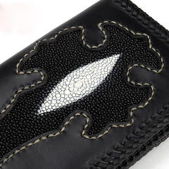 Handmade Leather Cross Mens Biker Wallet Cool Leather Wallet Long Phone Wallets for Men