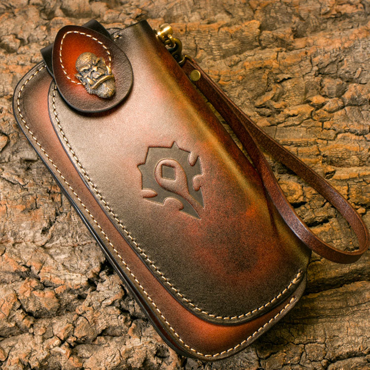 Biker long Wallet chain Genuine Leather Brown anchor Trucker Handmade –  Jack's Club