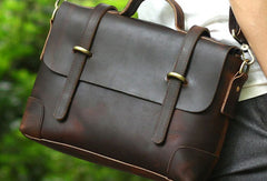 Genuine Leather Mens Cool Messenger Bag iPad Bag Chest Bag Bike Bag Cycling Bag For Men - EverHandmade