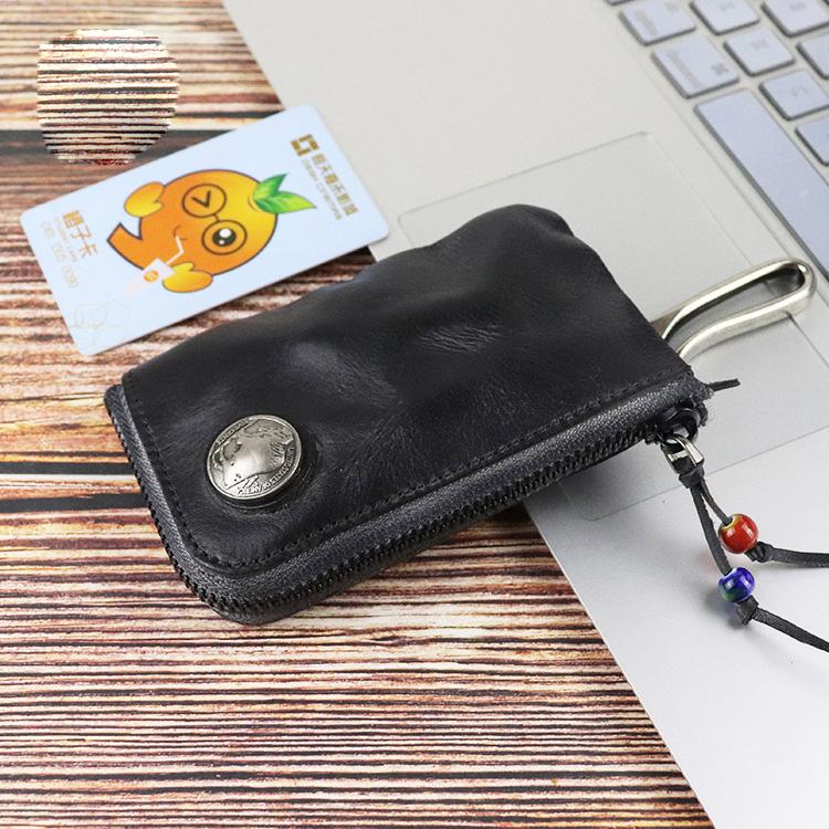 Cowhide Leather Mens Wallet Coin Purse Rfid Small Card Holder Fashion Chain  Hasp Male Vintage Pocket Ideal Gift Men | 90 Days Buyer Protection | Temu