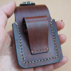 Mens Leather Coffee Handmade Armor Zippo Lighter Case Zippo Lighter Holder with Belt Loop for Men