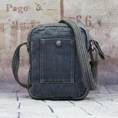 Blue Denim Mens Casual Small Vertical Messenger Bag Jean Side Bag Courier Bag For Men