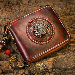 Handmade Leather Mens Chain Biker Wallet Cool Leather Wallet Small Wallets for Men