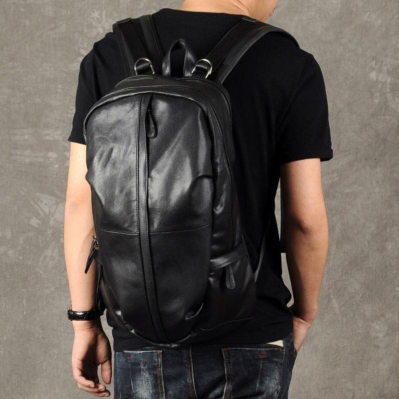 Leather Mens Cool Large Backpack Black Travel Backpacks Hiking Backpac