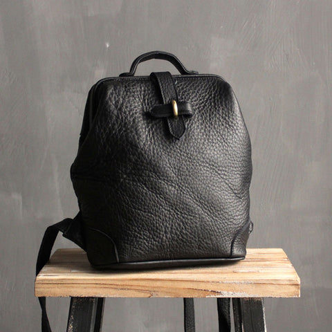 Vintage LEATHER WOMEN Doctor Backpack Purses Black School Backpacks FOR WOMEN