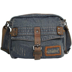 Denim Blue Mens Small Messenger Bag Blue Jean Postman Bag Courier Bag For Men