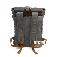 Cool Canvas Leather Mens School Backpack Laptop Backpack Canvas Travel Backpack Canvas for Men