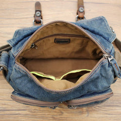 Denim Blue Mens Small Courier Bag Messenger Bag Blue Jean Postman Bag For Men