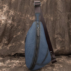 Brown Cool LEATHER MENS Retro Tan Sling Bag One Shoulder Backpack Blue Chest Bags For Men