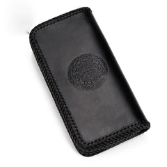 Handmade Leather Cross Mens Biker Wallet Cool Leather Wallet Long Phone Wallets for Men