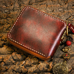 Handmade Leather Mens Chain Biker Wallet Cool Leather Wallet Small Wallets for Men