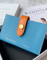 Cute Women Blue Small Leather Card Holders Slim Card Wallet Green Credit Card Holder For Women