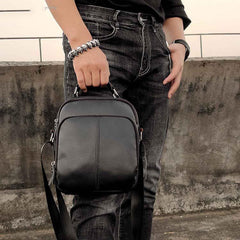 Casual Black LEATHER MENS SMALL VERTICAL Postman BAG SIDE BAG Cool COURIER BAG MESSENGER BAG FOR MEN