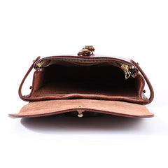 Casual Black Leather Mens Cool Square Side Bag Messenger Bag Vertical Brown Small Postman Courier Bag for Men