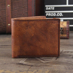 Handmade Genuine Leather Mens Cool Billfold Leather Wallet Men billfold Wallets Bifold for Men