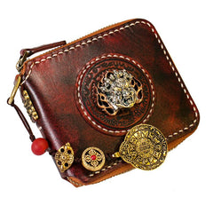 Handmade Leather Mens Chain Biker Wallet Cool Leather Wallet Small Wallets for Men