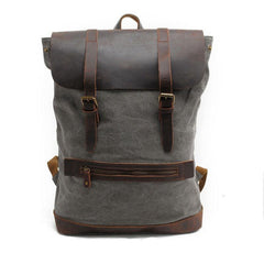 Cool Canvas Leather Mens School Backpack Laptop Backpack Canvas Travel Backpack Canvas for Men