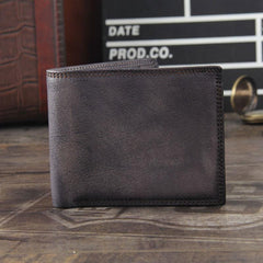 Handmade Genuine Leather Mens Cool Billfold Leather Wallet Men billfold Wallets Bifold for Men