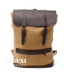 Cool Canvas Leather Mens School Backpack Laptop Backpack Canvas Travel Backpack Canvas for Men