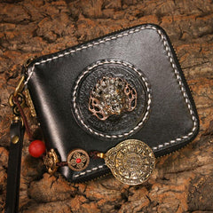 Handmade Leather Mens Chain Biker Wallet Cool Leather Wallet Small Wallets for Men