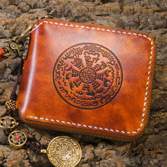 Handmade Leather Mens Chain Biker Wallet Cool Leather Wallet Small Wallets for Men