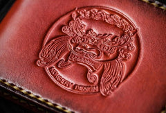 Handmade Leather License Wallet Tooled Mens billfold Wallet Cool Leather Wallet Slim Wallet for Men