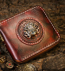 Handmade Leather Mens Chain Biker Wallet Cool Leather Wallet Small Wallets for Men