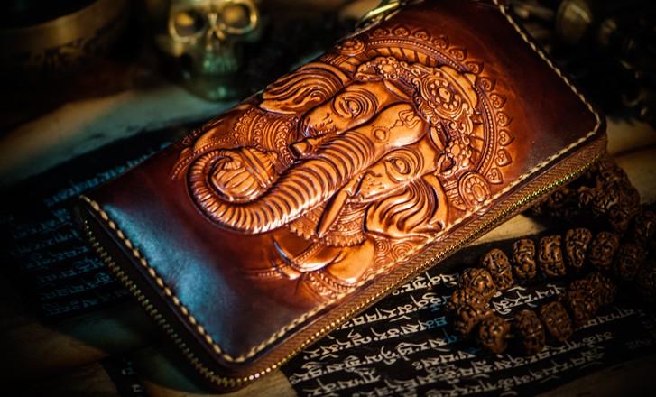 Cool Leather Japanese Samurai Tooled Biker Wallet Handmade Chain Walle –  imessengerbags