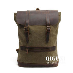 Cool Canvas Leather Mens School Backpack Laptop Backpack Canvas Travel Backpack Canvas for Men