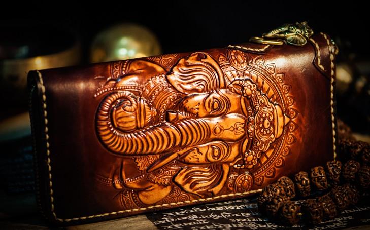 Cool Leather Japanese Samurai Tooled Biker Wallet Handmade Chain Walle –  imessengerbags