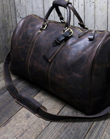 Cool leather men Duffle Bag Travel bag Weekender Bag Overnight Bag shoulder bags - EverHandmade