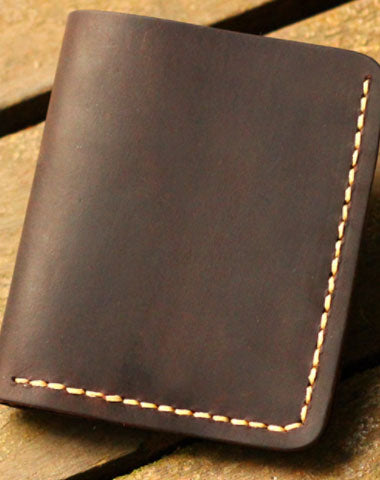 Genuine Leather Wallet Handmade Folded billfold Wallet Slim Wallet For Men - EverHandmade